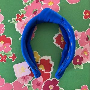 NWT La Bella neoprene knotted headband “cobalt” royal blue dust bag